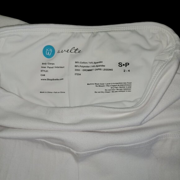 NEW! Svelte, Grommet Capri, Body Shaping Crop Leggings. white Small 4493 - Picture 2 of 7